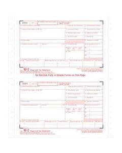 TOPS Carbonless Standard W-2 Tax Forms - 4 Part - 5 1/2in x 8 1/2in Sheet Size - White Sheet(s) - 24 / Pack