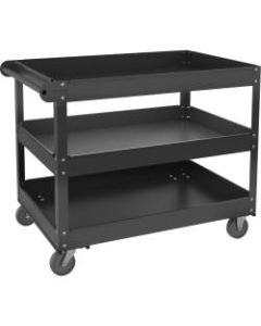 Lorell 3-shelf Utility Cart - 3 Shelf - 400 lb Capacity - 4 Casters - Steel - x 16in Width x 30in Depth x 32in Height - Black - 1 Each