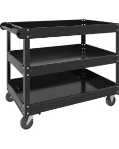 Lorell 3-shelf Utility Cart - 3 Shelf - 400 lb Capacity - 4 Casters - Steel - x 24in Width x 30in Depth x 32in Height - Black - 1 Each
