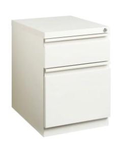 Lorell 20inD Vertical 2-Drawer Mobile Box/File Pedestal Cabinet, Metal, White