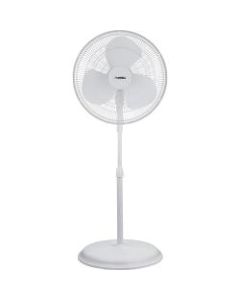 Lorell Pedestal Fan - 16in Diameter - 3 Speed - Oscillating, Tilt Adjustment - 47.3in Height x 17.8in Width x 17.8in Depth - Plastic - White