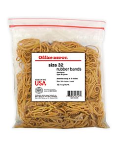 Office Depot Brand Rubber Bands, #32, 3in x 1/8in, Crepe, 1-Lb Bag