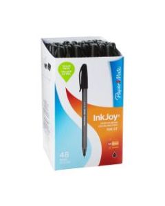 Paper Mate InkJoy 100 Stick Pens, Medium Point, 1.0 mm, Black Barrel, Black Ink, Pack Of 48