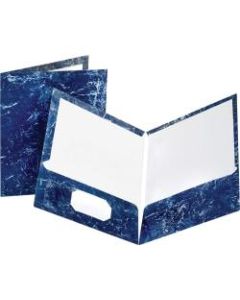 Oxford Marble Twin-Pocket Portfolios, Navy, Box Of 25