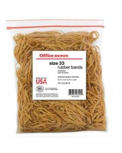 Office Depot Brand Rubber Bands, #33, 3 1/2in x 1/8in, Crepe, 1-Lb Bag