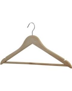 Lorell Wooden Coat Hanger - for Coat, Clothes, Garment - Wooden, Metal - Natural - 30 / Carton