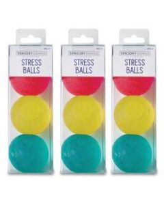 MindWare Sensory Genius Stress Balls, Green/Yellow/Pink, 3 Stress Balls Per Pack, Case Of 3 Packs