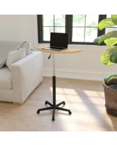Flash Furniture Sit To Stand Mobile Laptop Computer Desk, 36-1/2inH x 25-1/2inW x 22-1/2inD, Maple