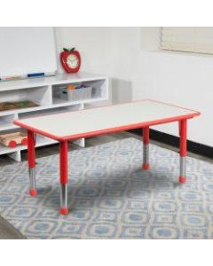 Flash Furniture Height-Adjustable Activity Table, 23-1/2inH x 23-5/8inW x 47-1/4inD, Gray/Red