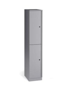 Lorell Trace 18x18in Double Locker - Key Lock - for Shoes, Jacket - Overall Size 65.9in x 18in x 18in - Metallic Silver - Metal