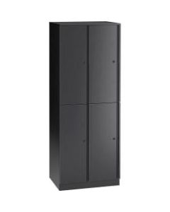 Lorell Trace Quad Locker - 1 Shelve(s) - Key Lock - for Shoes, Jacket - Overall Size 65.9in x 24in x 18in - Black - Metal