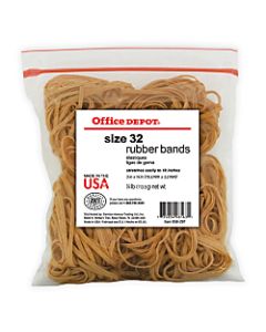 Office Depot Brand Rubber Bands, #32, 3in x 1/8in, 1/4 Lb. Bag