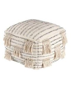 Anji Mountain Graduation Day Pouf Ottoman, Beige/Gray