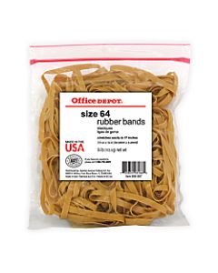 Office Depot Brand Rubber Bands, #64, 3 1/2in x 1/4in, 1/4 Lb. Bag