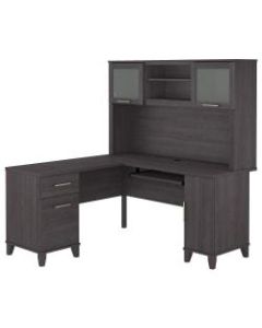 Bush Furniture Somerset 60inW L-Shaped Desk With Hutch, Storm Gray, Standard Delivery
