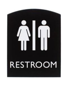 Lorell Restroom Sign - 1 Each - 6.8in Width x 8.5in Height - Rectangular Shape - Easy Readability, Braille - Plastic - Black