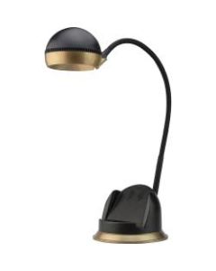 Lorell Charging Base Desk Lamp - 6.2in Height - 7.6in Width - 1 x 6 W LED Bulb - Adjustable Arm, Adjustable Height - Plastic - Desk Mountable - Silver, Black - for Home, School, Office