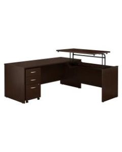 Bush Business Furniture Components 72inW 3 Position Sit to Stand L Shaped Desk with Mobile File Cabinet, Mocha Cherry, Premium Installation