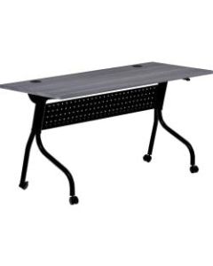 Lorell 60inW Flip-Top Training Table, Charcoal/Black
