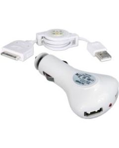 QVS 2-Port 2.1Amp USB Car Charger Kit for iPod/iPhone/iPad/iPad 2/iPad 3 - 12 V DC, 24 V DC Input - 5 V DC/2.10 A Output