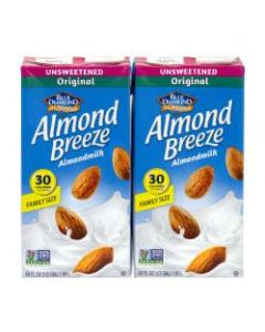 Blue Diamond Almond Breeze Unsweetened Almond Milk, 64 Fl Oz, Pack Of 2 Cartons