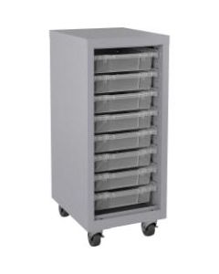 Lorell Pull-out Bins Mobile Storage Tower - 18in x 15in x 38in x 36in - Casters - Platinum, Clear - Metal - Recycled - Assembly Required