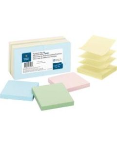 Business Source Reposition Pop-up Adhesive Notes - 3in x 3in - Square - Assorted Pastel - Removable, Repositionable, Solvent-free Adhesive - 12 / Pack