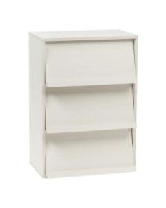 IRIS Wood Shelf With Pocket Doors, 3-Tier, White