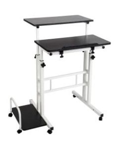 Mind Reader 27inW Mobile Sitting/Standing Desk, Black/White