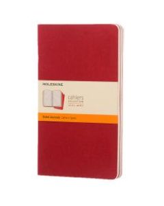 Moleskine Cahier Journals, 5in x 8-1/4in, Ruled, 80 Pages (40 Sheets), Cranberry Red, Set Of 3 Journals