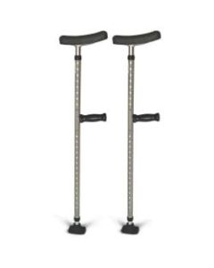 Medline Single-Tube Crutches, 44in, Gray/Black, Pack Of 16 Crutches