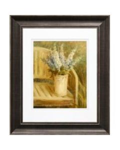 Timeless Frames Diana Pewter-Framed Floral Artwork, 11in x 14in, Larkspur Bouquet On Bench
