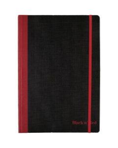 Black n Red Flexible Casebound Notebook - 72 Sheets - Case Bound - Ruled - 8.40in x 5.9in0.6in - Black/Red Cover - Bleed Resistant, Ink Resistant, Storage Pocket, Smooth, Bungee Strap - 1Each