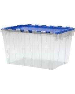 Akro Mils Keep Storage Box Container With Lid, 21 1/2in x 15in x 12 1/2in, Clear/Blue