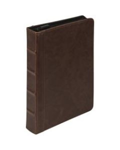Samsill Vintage Jr. 1in Round Ring Zipper Binder - 1in Binder Capacity - Round Ring Fastener(s) - 2 Internal Pocket(s) - Dark Brown - 12.80 oz - Zipper Closure, Concealed Rivet - 1 Each