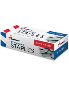 SKILCRAFT Standard Staples - 210 Per Strip - Standard - 5mm - 1/4in Leg - 1/2in Crown - for Paper - Chisel Point, Rust Resistant - Silver - Steel - 5000 / Box