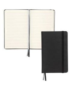 Samsill Classic Hardbound Journal - 120 Sheets - 240 Pages - Front Ruling Surface - Ruled - 8.25in x 5.3in - Black Cover - PU Leather Cover - Hard Cover, Bookmark, Acid-free, Elastic Band Closure, Ribbon Marker - 1 / Each