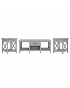 Bush Furniture Key West Coffee Table With Set Of 2 End Tables, Cape Cod Gray, Standard Delivery