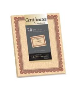 Southworth Foil-Enhanced Parchment Certificates, 8 1/2in x 11in, 24 lb, Copper/Red/Brown, Pack Of 25