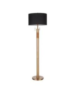 LumiSource Trophy Floor Lamp, 62inH, Black Shade/Antique Brass Base