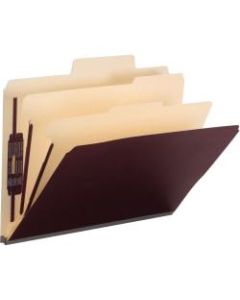 Smead SuperTab 2/5 Tab Cut Letter Recycled Classification Folder - 8 1/2in x 11in - 2in Expansion - 2S Fastener - Right of Center Tab Position - 2 Divider(s) - Linen - Maroon - 10 / Box