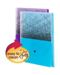 Smead 1/3 Tab Cut Letter Organizer Folder - 8 1/2in x 11in - 3 Divider(s) - Translucent Poly - Purple, Teal - 2 / Pack