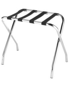 Whitmor Luggage Rack - Floor - Foldable, Durable, Sturdy, Heavy Duty, Non-skid Base - Black, Chrome - Chrome Steel, Nylon, Plastic, Metal - 1