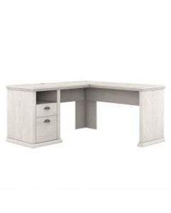 Bush Furniture Yorktown 60inW L-Shaped Desk With Storage, Linen White Oak, Standard Delivery