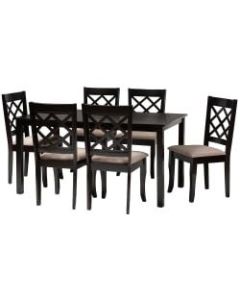 Baxton Studio Verner Dining Set, 29-3/16inH x 59-1/16inW x 35-7/16inD, Sand/Dark Brown