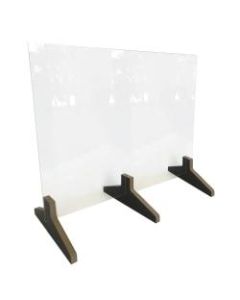 Waddell Counter-Top Protective Plastic Partiton With 3-Piece Wood Base, 24inH x 30inW x 12inD
