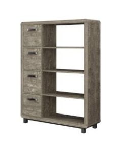 Ameriwood Home Eastlin 4-Shelf Bookcase With Bins, Weathered Oak