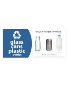 Recycle Across America Glass, GCP-0409, Cans And Plastics Standardized Recycling Label, 4in x 9in, Blue