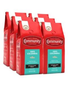 Community Coffee Arabica Ground Coffee, Colombia Altura, 12 Oz Per Bag, Carton Of 6 Bags