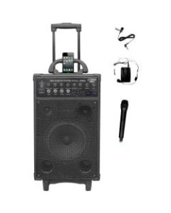 PylePro 800 Watt Dual Channel Wireless Rechageable Portable PA System With iPod/iPhone Dock, FM Radio /USB/SD, Handheld Microphone, and Lavalier Microphone - 800 W Amplifier - Cable, Wireless Microphone - Built-in Amplifier - 2 Audio Line In